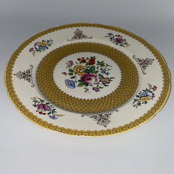 Antique Royal Cauldon Est 1774 Made in England Yellow Floral 11” Dinner Plate - Picture 6 of 12